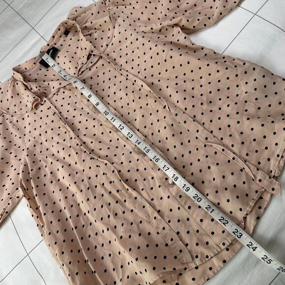 The Kooples Top 2 Pink Black Frilly Polka Dot Mod Retro Preppy Classic Silk - Picture 12 of 12